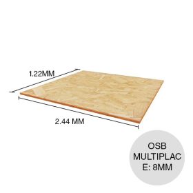 Placa multiusos OSB Multiplac 8mm x 1.22m x 2.44m
