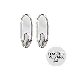 Percha autoadhesiva mediana Command plastico transparente blister x 2u