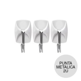 Gancho percha movil autoadhesivo Command punta metalica blanco blister x 3u