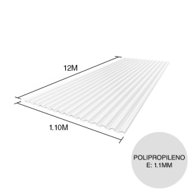Chapa acanalada reforzada polipropileno blanca 12m x 1.10m x 1.1mm