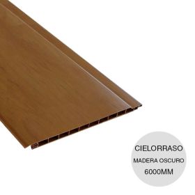 Cielorraso y revestimiento PVC simil madera oscuro 10mm x 200mm x 6000mm