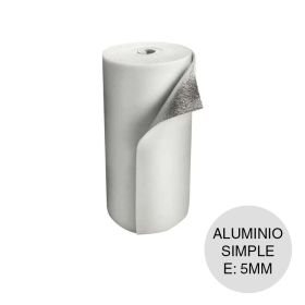 Aislante termico espuma polietileno aluminio simple 5mm x 1m x 20m rollo x 20m²
