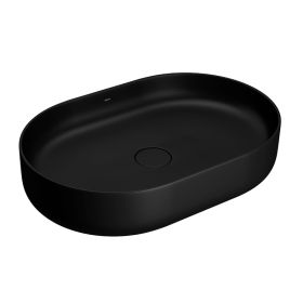 Bacha apoyo oval Slim Deca porcelana negro mate 135mm x 400mm x 600mm