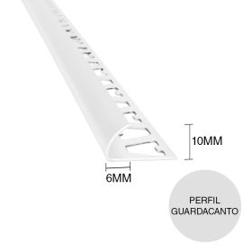 Perfil guardacanto aluminio pared Arco blanco 6mm x 10mm x 2.5m