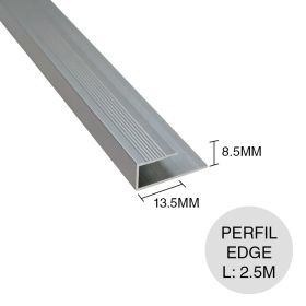 Perfil Edge transicion aluminio cromo mate 8.5 x 25mm x 2.5m