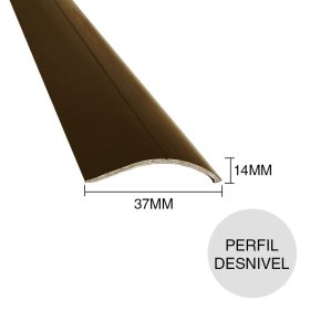 Perfil desnivel aluminio piso revestimiento bronce mate 14mm x 37mm x 2.5m