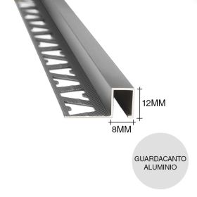 Perfil guardacanto aluminio pared Quadra cromo mate 8mm x 12mm x 2.5m