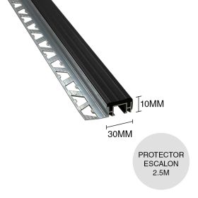 Perfil protector escalon aluminio negro 10mm x 30mm x 2.5m