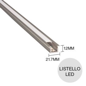Perfil listello embutible aluminio led cromo mate 12mm x 21.7mm x 2.5m