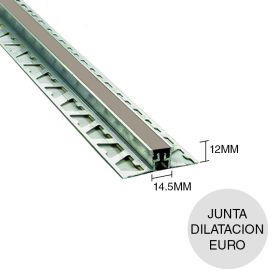 Perfil junta dilatacion aluminio Euro pisos gris 12mm x 14.5mm x 2.5m
