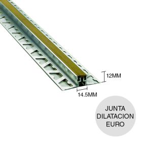 Perfil junta dilatacion aluminio Euro pisos beige 12mm x 14.5mm x 2.5m