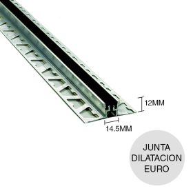 Perfil junta dilatacion aluminio Euro pisos negro 12mm x 14.5mm x 2.5m