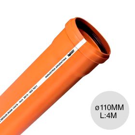 Caño tubo desagüe pluvial polipropileno union O-ring ø 110mm x 4m