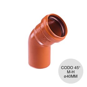 Codo 45° macho-hembra desagüe cloacal pluvial polipropileno ø 40mm