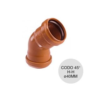 Codo 45° hembra-hembra desagüe cloacal pluvial polipropileno ø 40mm