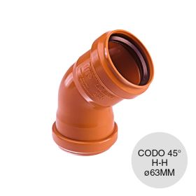 Codo 45° hembra-hembra desagüe cloacal pluvial polipropileno ø 63mm