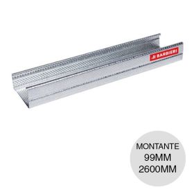 Perfil construccion seco montante 99 /100 galvanizado moleteado 0.52mm x 99mm x 2600mm