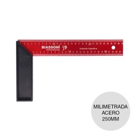 Escuadra 90° carpintero c/mango plastico hoja milimetrada acero 250mm
