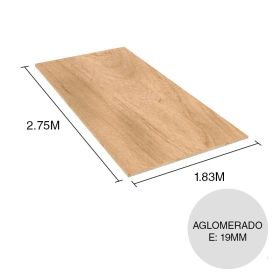 Tablero aglomerado enchapado Guatambu 19mm x 1.83m x 2.75m