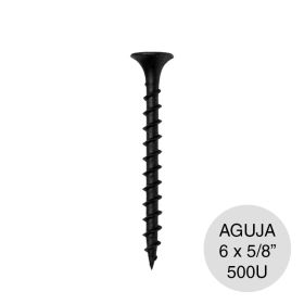 Tornillo autoperforante punta aguja negro 6 x 5/8" pack x 500u