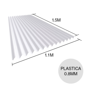 Chapa sinusoidal plastica reforzada blanca 1.5m x 1.1m x 0.8mm