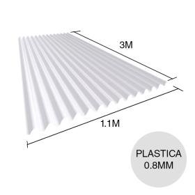 Chapa sinusoidal plastica reforzada blanca 3m x 1.1m x 0.8mm