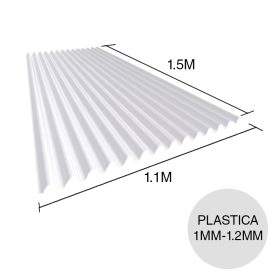 Chapa acanalada plastica super reforzada blanca 1.5m x 1.1m x 1mm-1.2mm