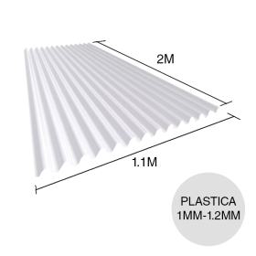 Chapa acanalada plastica super reforzada blanca 2m x 1.1m x 1mm-1.2mm