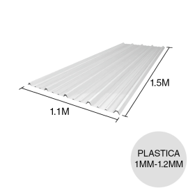 Chapa trapezoidal T101 plastica super reforzada blanca 1.5m x 1.1m x 1mm-1.2mm