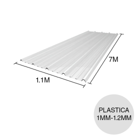 Chapa trapezoidal T101 plastica super reforzada blanca 7m x 1.1m x 1mm-1.2mm