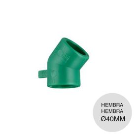Codo 45° hembra-hembra agua fria caliente polipropileno random Fusion PN25 termofusion ø40mm