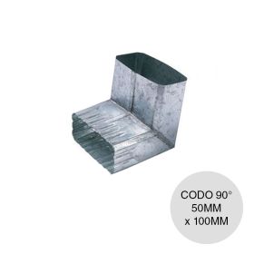 Codo 90° plano rectangular chapa galvanizada 50mm x 100mm