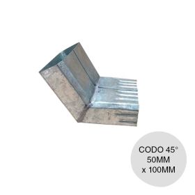 Codo 45° plano rectangular chapa galvanizada 50mm x 100mm