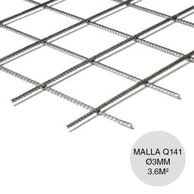 Malla acero Q141 galvanizado ø3mm separacion 50mm x 50mm medidas 1.2m x 3m x 3.6m²