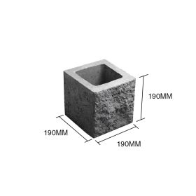 Bloque P20 mitad hormigon simil piedra 190mm x 190mm x 190mm