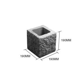 Bloque P20 mitad esquinero hormigon simil piedra 190mm x 190mm x 190mm