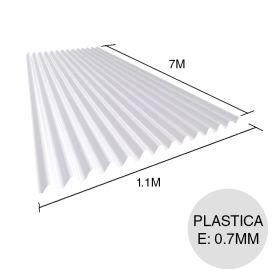 Chapa sinusoidal plastica Cascalite reforzada c/fibra de vidrio blanca 7m x 1.1m x 0.7mm