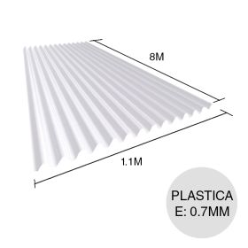 Chapa sinusoidal plastica Cascalite reforzada c/fibra de vidrio blanca 8m x 1.1m x 0.7mm