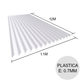 Chapa sinusoidal plastica Cascalite reforzada c/fibra de vidrio blanca 12m x 1.1m x 0.7mm
