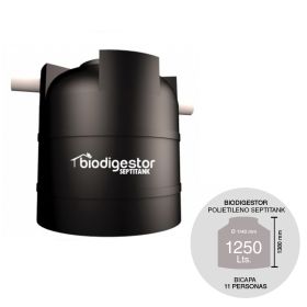 Biodigestor 1250l polietileno Septitank bicapa para 11 personas ø1140mm x 1380mm