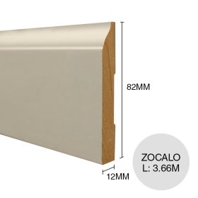 Zocalo MDF BA0020 prepintado blanco laqueado 12mm x 82mm x 3.66m