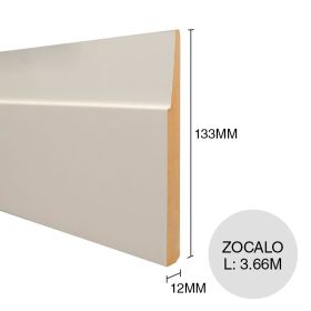 Zocalo MDF BA0083 prepintado blanco laqueado 12mm x 133mm x 3.66m