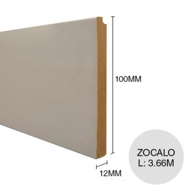 Zocalo MDF BA2593 prepintado blanco laqueado 12mm x 100mm x 3.66m