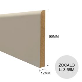 Zocalo MDF BA3188 prepintado blanco laqueado 12mm x 90mm x 3.66m