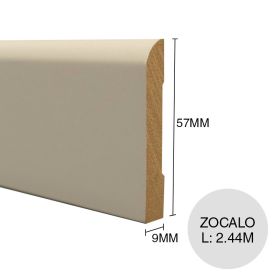 Zocalo MDF BA5309 prepintado blanco laqueado 9mm x 57mm x 2.44m