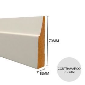 Zocalo contramarco MDF CA3618 prepintado blanco laqueado 15mm x 70mm x 2.44m