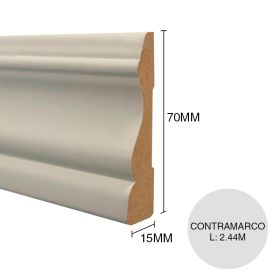 Zocalo contramarco MDF CA8882 prepintado blanco laqueado 15mm x 70mm x 2.44m