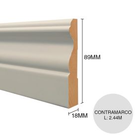 Zocalo contramarco MDF CA9832 prepintado blanco laqueado 18mm x 89mm x 2.44m