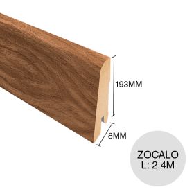 Zocalo piso flotante MDF L137 prepintado nogal mansonia 8mm x 193mm x 2.4m