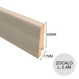 Zocalo piso flotante MDF L245 prepintado roble western claro 17mm x 60mm x 2.4m